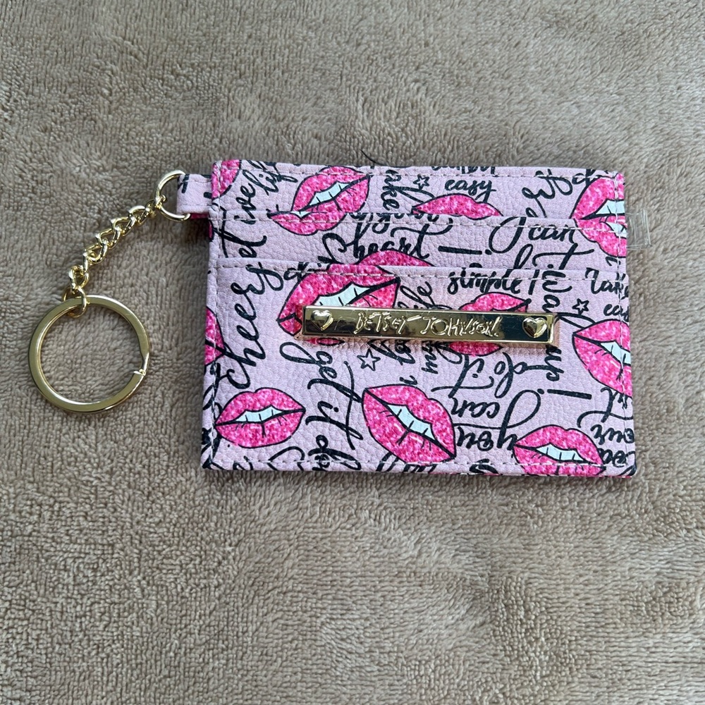Betsey Johnson Pink and Black Lip Print Wallet